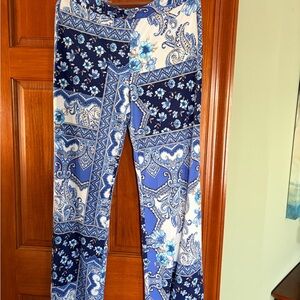 Boston Proper Blue and White Paisley Print Palazzo Pants